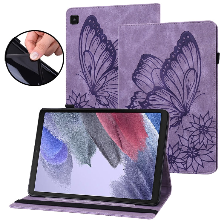 For Samsung Galaxy Tab A7 Lite T220/T225 Big Butterfly Embossed Leather Tablet Case(Purple) by buy2fix