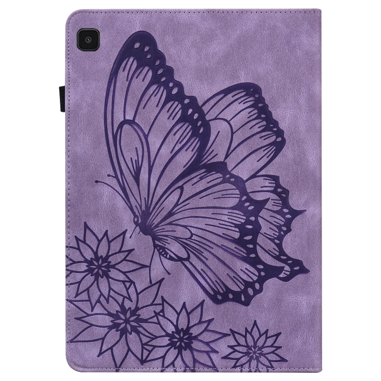 For Samsung Galaxy Tab A7 Lite T220/T225 Big Butterfly Embossed Leather Tablet Case(Purple) by buy2fix