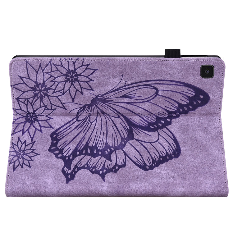 For Samsung Galaxy Tab A7 Lite T220/T225 Big Butterfly Embossed Leather Tablet Case(Purple) by buy2fix