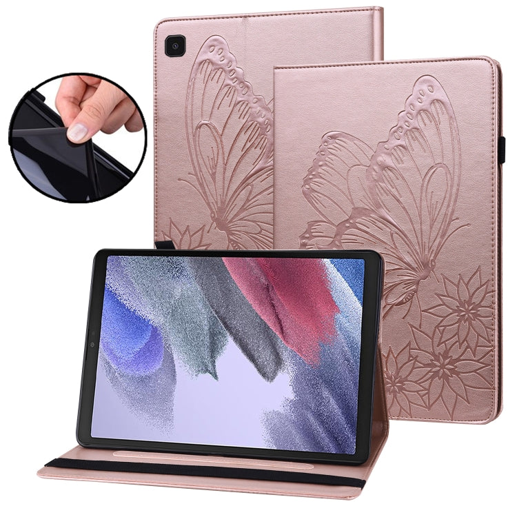 For Samsung Galaxy Tab A7 Lite T220/T225 Big Butterfly Embossed Leather Tablet Case(Rose Gold) by buy2fix
