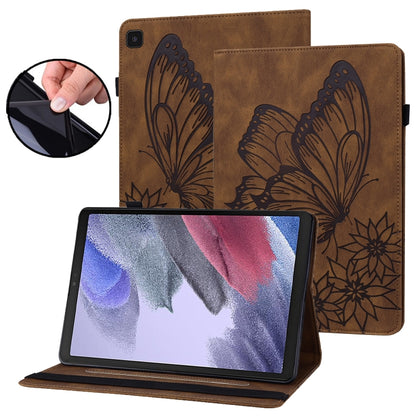 For Samsung Galaxy Tab A7 Lite T220/T225 Big Butterfly Embossed Leather Tablet Case(Brown) by buy2fix