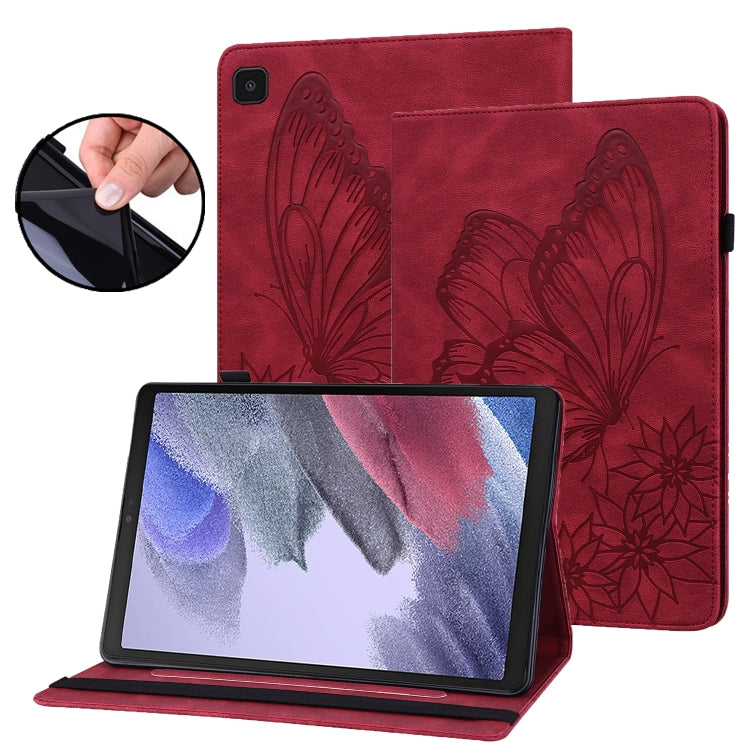 For Samsung Galaxy Tab A7 Lite T220/T225 Big Butterfly Embossed Leather Tablet Case(Red) by buy2fix
