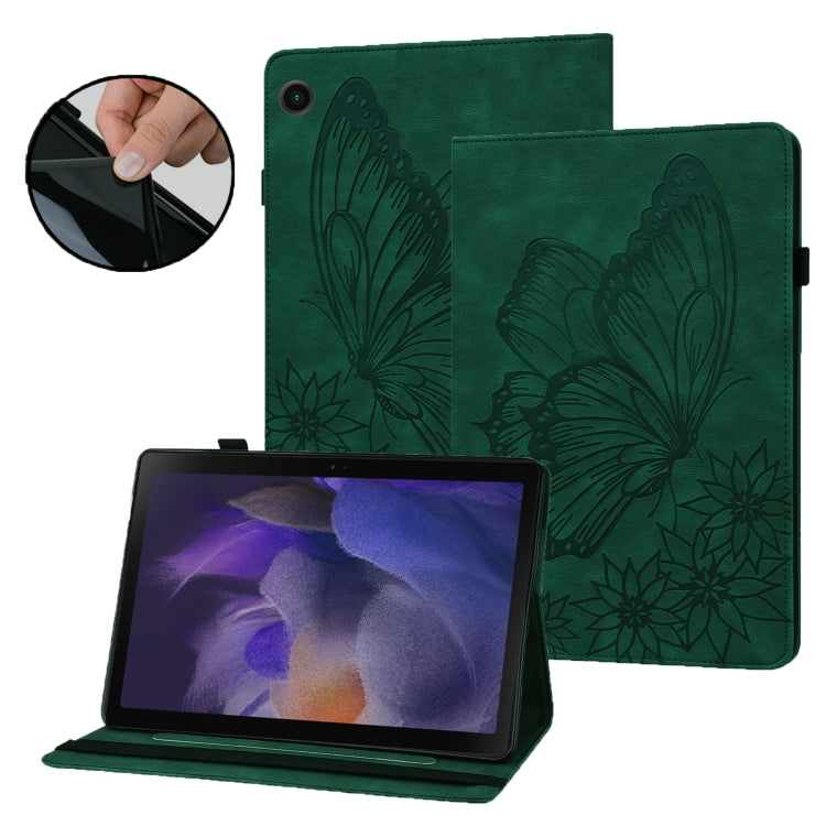 For Samsung Galaxy Tab A8 Big Butterfly Embossed Leather Tablet Case(Green) by buy2fix