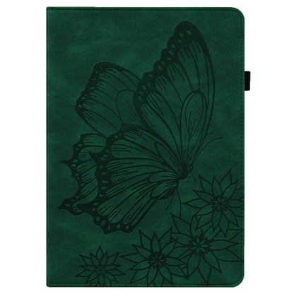 For Samsung Galaxy Tab A8 Big Butterfly Embossed Leather Tablet Case(Green) by buy2fix