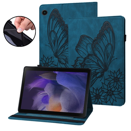 For Samsung Galaxy Tab A8 Big Butterfly Embossed Leather Tablet Case(Blue) by buy2fix