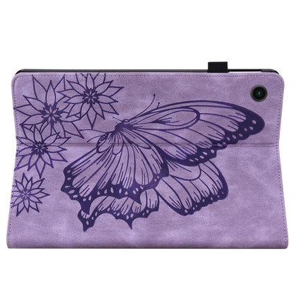 For Samsung Galaxy Tab A8 Big Butterfly Embossed Leather Tablet Case(Purple) by buy2fix