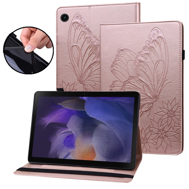 For Samsung Galaxy Tab A8 Big Butterfly Embossed Leather Tablet Case(Rose Gold) by buy2fix