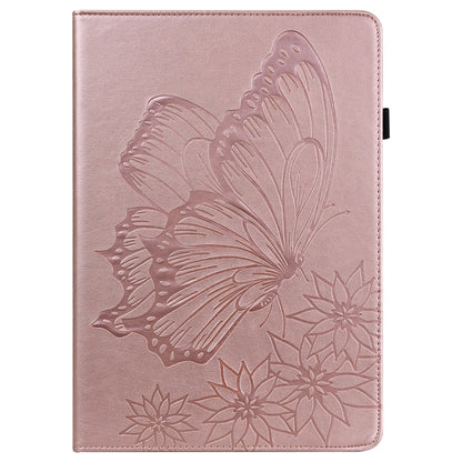 For Samsung Galaxy Tab A8 Big Butterfly Embossed Leather Tablet Case(Rose Gold) by buy2fix