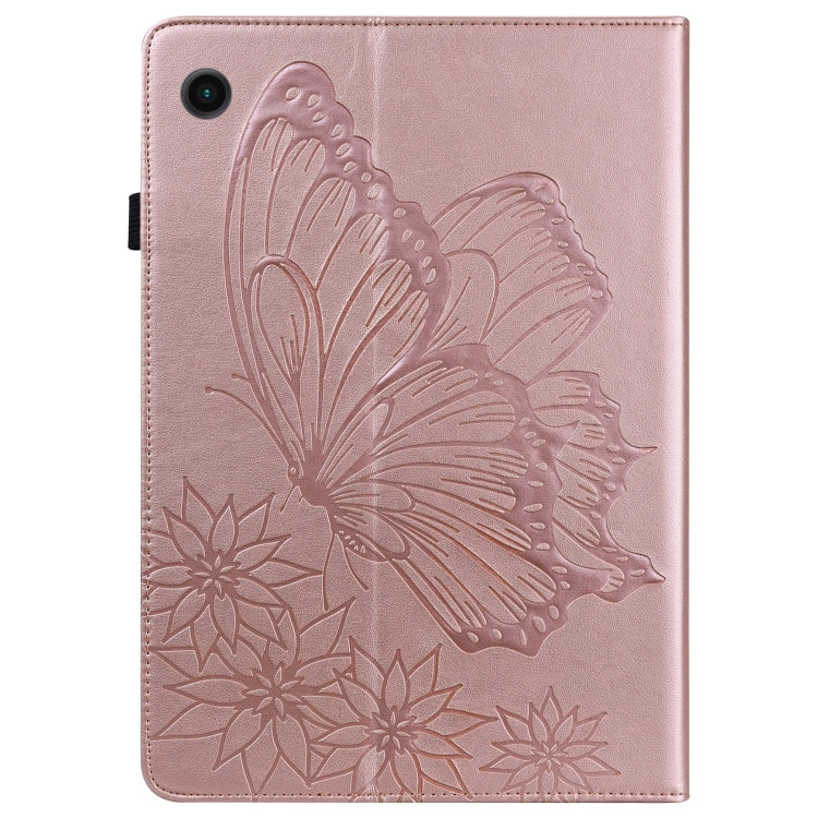 For Samsung Galaxy Tab A8 Big Butterfly Embossed Leather Tablet Case(Rose Gold) by buy2fix