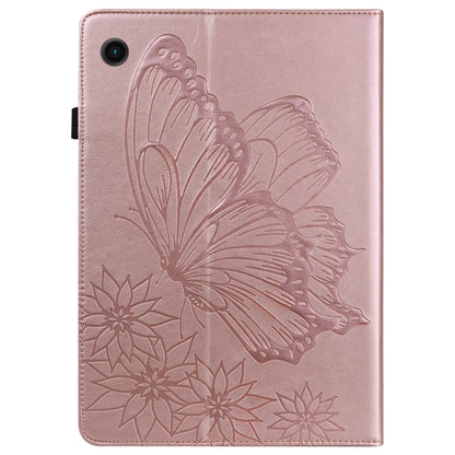 For Samsung Galaxy Tab A8 Big Butterfly Embossed Leather Tablet Case(Rose Gold) by buy2fix