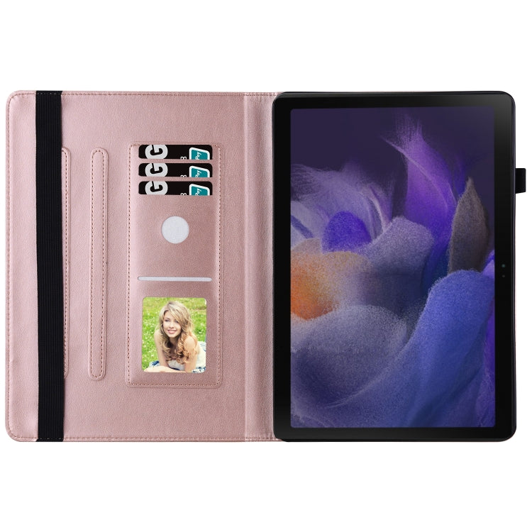 For Samsung Galaxy Tab A8 Big Butterfly Embossed Leather Tablet Case(Rose Gold) by buy2fix