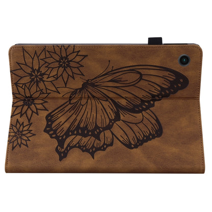 For Samsung Galaxy Tab A8 Big Butterfly Embossed Leather Tablet Case(Brown) by buy2fix