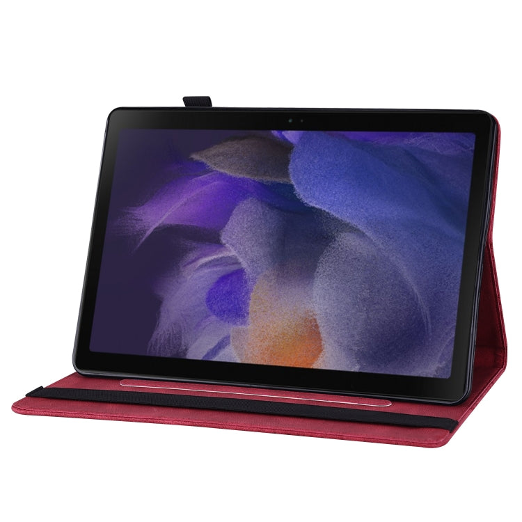 For Samsung Galaxy Tab A8 Big Butterfly Embossed Leather Tablet Case(Red) by buy2fix
