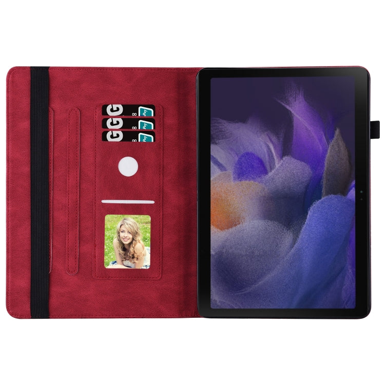 For Samsung Galaxy Tab A8 Big Butterfly Embossed Leather Tablet Case(Red) by buy2fix