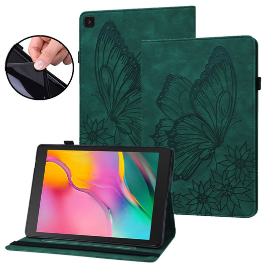 For Samsung Galaxy Tab A 8.0 2019 T290/T295 Big Butterfly Embossed Leather Tablet Case(Green)