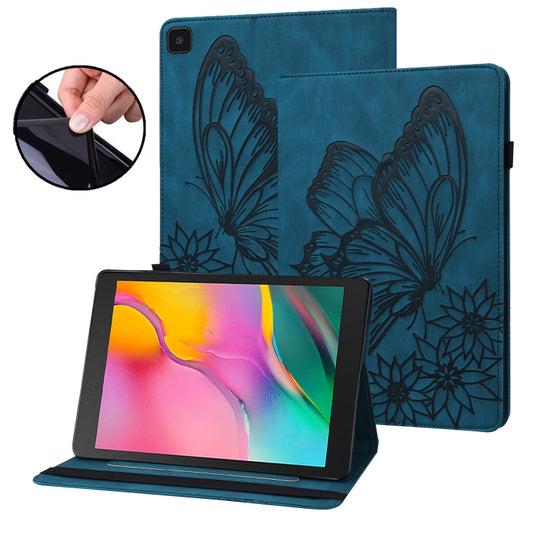 For Samsung Galaxy Tab A 8.0 2019 T290/T295 Big Butterfly Embossed Leather Tablet Case(Blue) by buy2fix