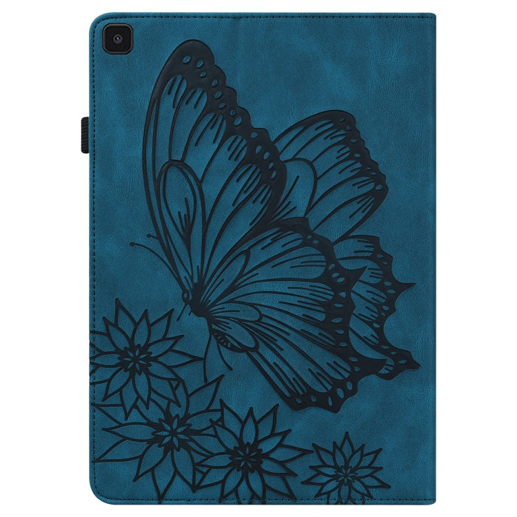 For Samsung Galaxy Tab A 8.0 2019 T290/T295 Big Butterfly Embossed Leather Tablet Case(Blue) by buy2fix
