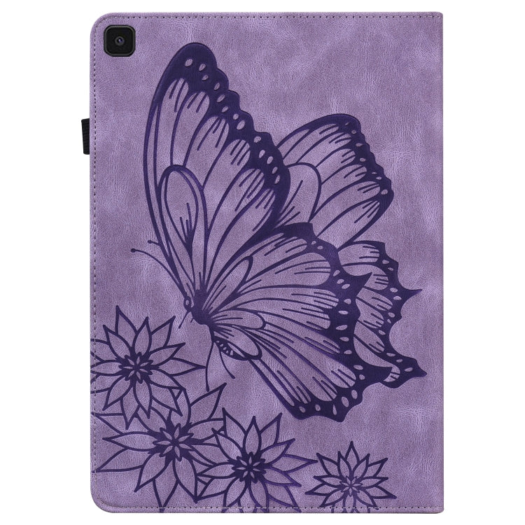 For Samsung Galaxy Tab A 8.0 2019 T290/T295 Big Butterfly Embossed Leather Tablet Case(Purple) by buy2fix