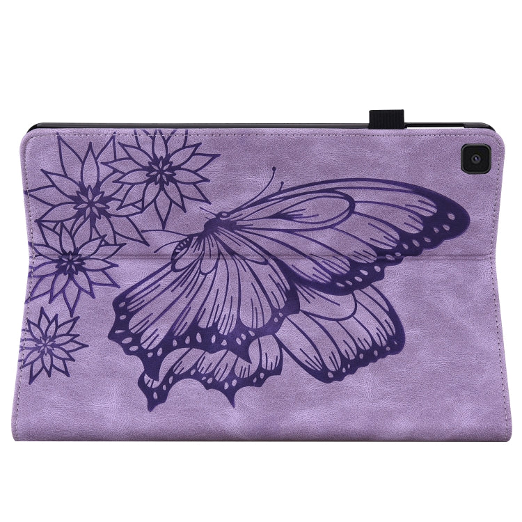 For Samsung Galaxy Tab A 8.0 2019 T290/T295 Big Butterfly Embossed Leather Tablet Case(Purple) by buy2fix