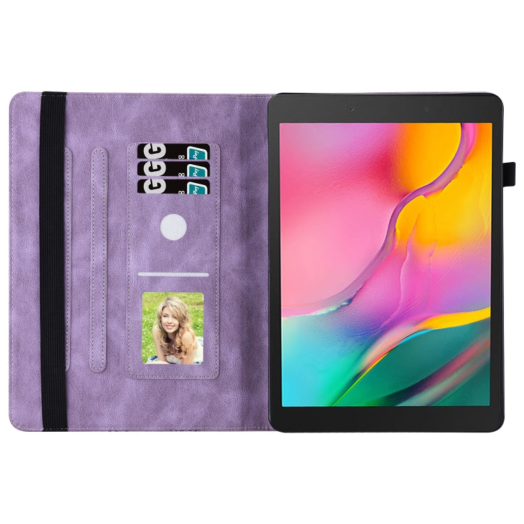 For Samsung Galaxy Tab A 8.0 2019 T290/T295 Big Butterfly Embossed Leather Tablet Case(Purple) by buy2fix