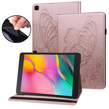 For Samsung Galaxy Tab A 8.0 2019 T290/T295 Big Butterfly Embossed Leather Tablet Case(Rose Gold) by buy2fix