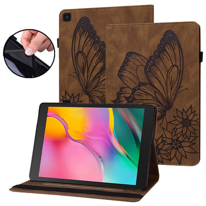 For Samsung Galaxy Tab A 8.0 2019 T290/T295 Big Butterfly Embossed Leather Tablet Case(Brown) by buy2fix