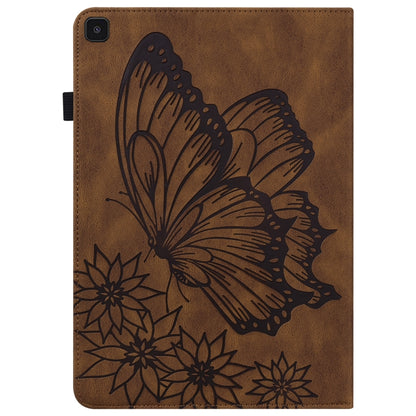 For Samsung Galaxy Tab A 8.0 2019 T290/T295 Big Butterfly Embossed Leather Tablet Case(Brown) by buy2fix