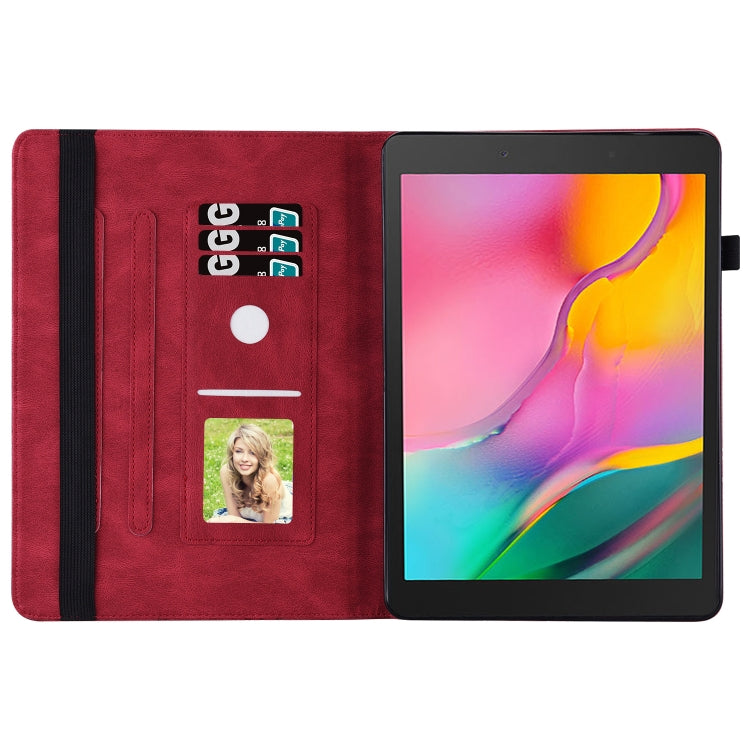 For Samsung Galaxy Tab A 8.0 2019 T290/T295 Big Butterfly Embossed Leather Tablet Case(Red) by buy2fix