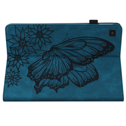 For Samsung Galaxy Tab S6 Lite P610 Big Butterfly Embossed Smart Leather Tablet Case(Blue) by buy2fix