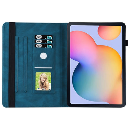For Samsung Galaxy Tab S6 Lite P610 Big Butterfly Embossed Smart Leather Tablet Case(Blue) by buy2fix