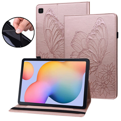 For Samsung Galaxy Tab S6 Lite P610 Big Butterfly Embossed Smart Leather Tablet Case(Rose Gold) by buy2fix