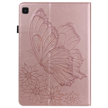 For Samsung Galaxy Tab S6 Lite P610 Big Butterfly Embossed Smart Leather Tablet Case(Rose Gold) by buy2fix