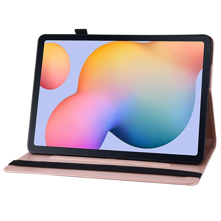 For Samsung Galaxy Tab S6 Lite P610 Big Butterfly Embossed Smart Leather Tablet Case(Rose Gold) by buy2fix