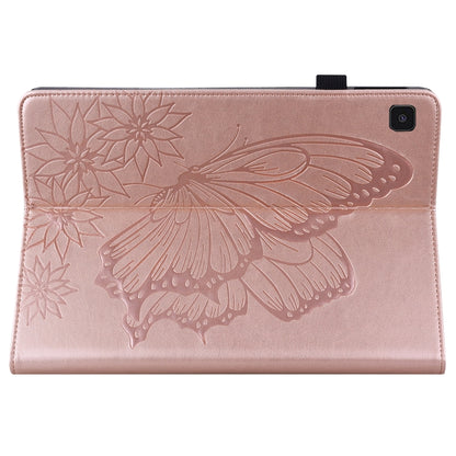For Samsung Galaxy Tab S6 Lite P610 Big Butterfly Embossed Smart Leather Tablet Case(Rose Gold) by buy2fix