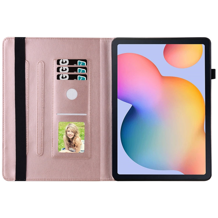 For Samsung Galaxy Tab S6 Lite P610 Big Butterfly Embossed Smart Leather Tablet Case(Rose Gold) by buy2fix