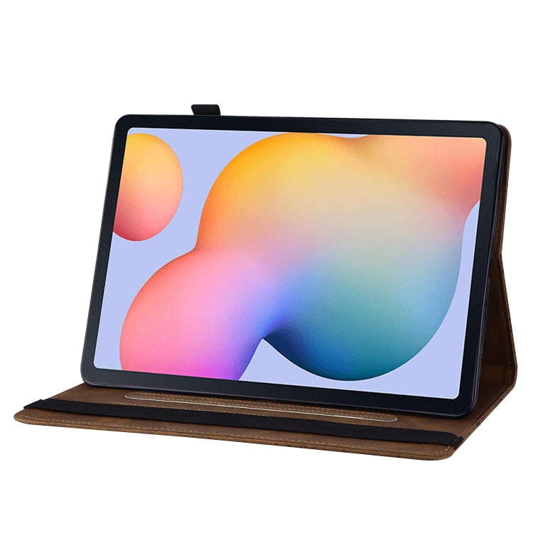 For Samsung Galaxy Tab S6 Lite P610 Big Butterfly Embossed Smart Leather Tablet Case(Brown) by buy2fix