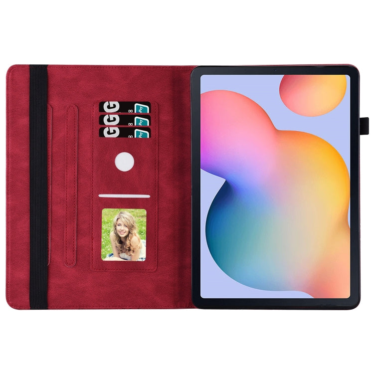 For Samsung Galaxy Tab S6 Lite P610 Big Butterfly Embossed Smart Leather Tablet Case(Red) by buy2fix