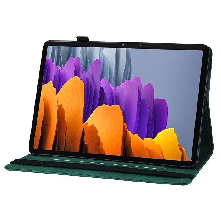 For Samsung Galaxy Tab S7 T870 Big Butterfly Embossed Leather Tablet Case(Green) by buy2fix