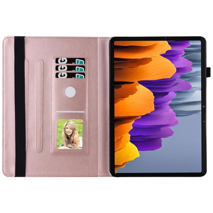 For Samsung Galaxy Tab S7 T870 Big Butterfly Embossed Leather Tablet Case(Rose Gold) by buy2fix