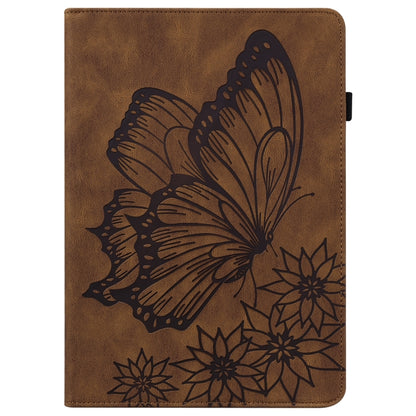 For Samsung Galaxy Tab S7 T870 Big Butterfly Embossed Leather Tablet Case(Brown) by buy2fix