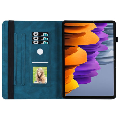For Samsung Galaxy Tab S8 Big Butterfly Embossed Leather Tablet Case(Blue) by buy2fix