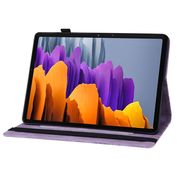 For Samsung Galaxy Tab S8 Big Butterfly Embossed Leather Tablet Case(Purple) by buy2fix