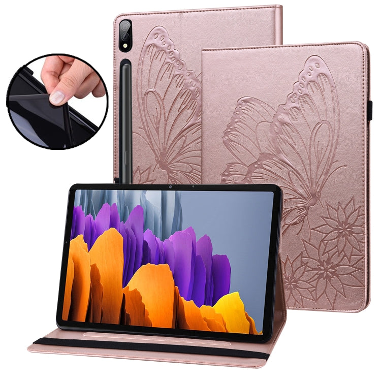 For Samsung Galaxy Tab S8 Big Butterfly Embossed Leather Tablet Case(Rose Gold) by buy2fix
