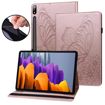 For Samsung Galaxy Tab S8 Big Butterfly Embossed Leather Tablet Case(Rose Gold) by buy2fix