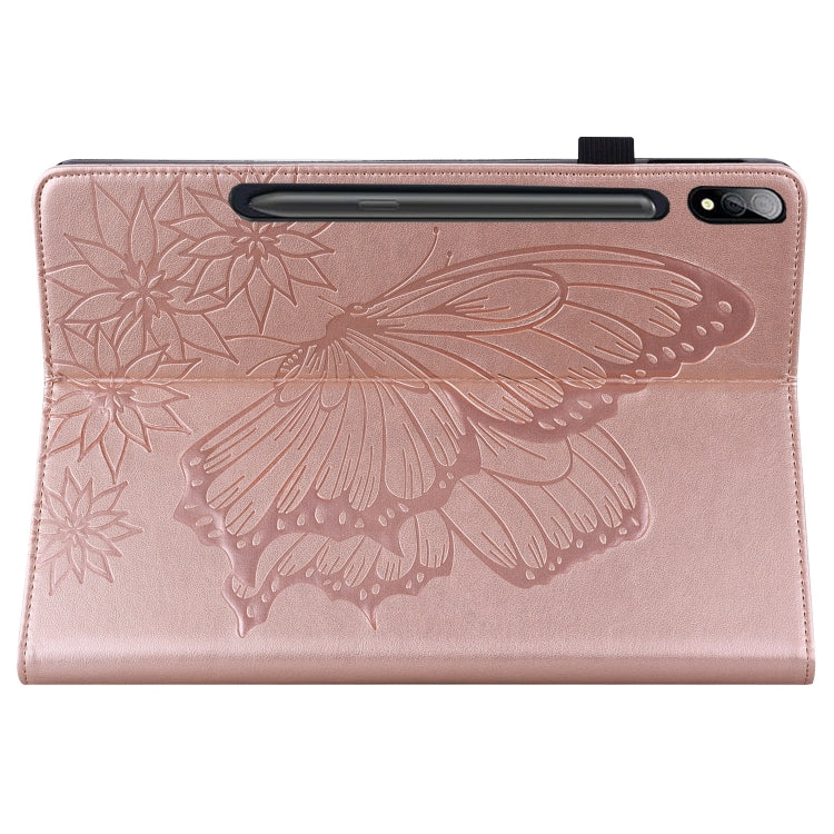 For Samsung Galaxy Tab S8 Big Butterfly Embossed Leather Tablet Case(Rose Gold) by buy2fix