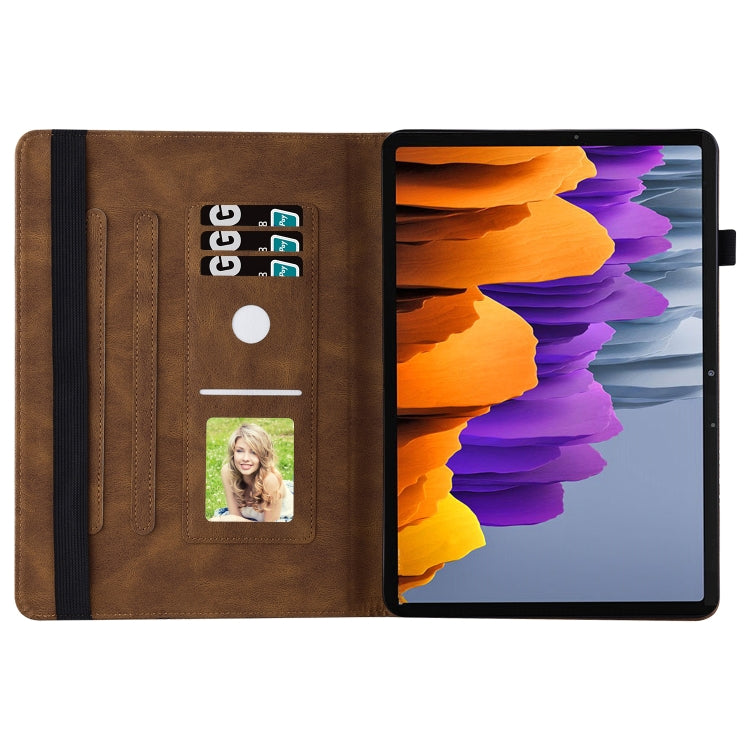 For Samsung Galaxy Tab S8 Big Butterfly Embossed Leather Tablet Case(Brown) by buy2fix