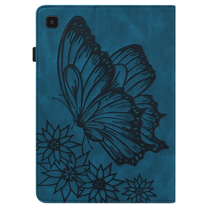 For Samsung Galaxy Tab S5e T720/T725 Big Butterfly Embossed Leather Tablet Case(Blue) by buy2fix