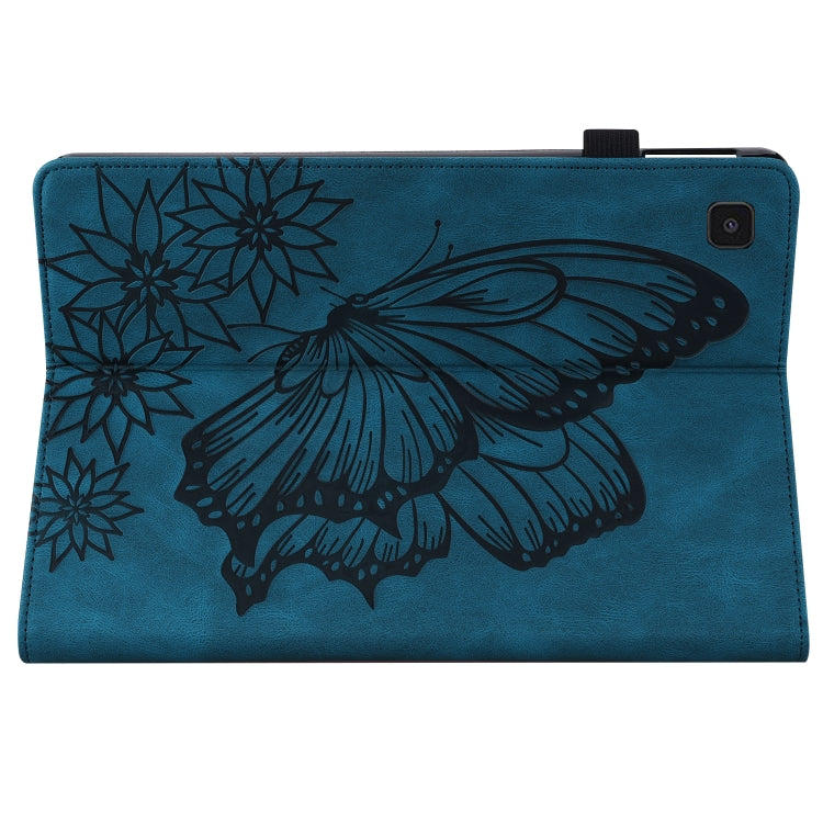 For Samsung Galaxy Tab S5e T720/T725 Big Butterfly Embossed Leather Tablet Case(Blue) by buy2fix