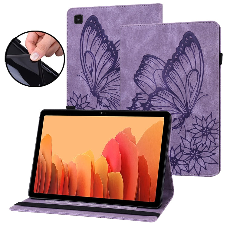 For Samsung Galaxy Tab S5e T720/T725 Big Butterfly Embossed Leather Tablet Case(Purple) by buy2fix
