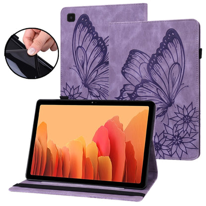 For Samsung Galaxy Tab S5e T720/T725 Big Butterfly Embossed Leather Tablet Case(Purple) by buy2fix